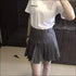 Classical Preppy Style Solid Color Pleated Skirt