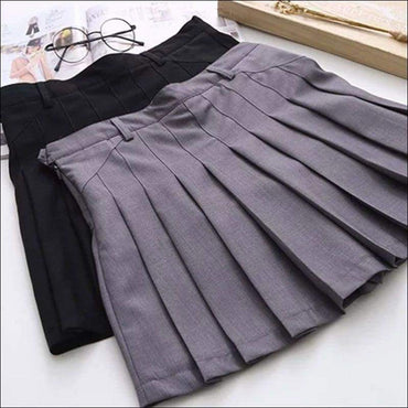 Classical Preppy Style Solid Color Pleated Skirt