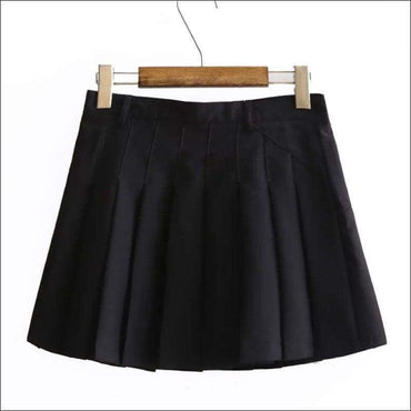 Classical Preppy Style Solid Color Pleated Skirt