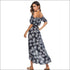 Coconut Tree Printed Casual Off-shoulder Crop Top Side-slit Skirt Set