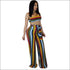 Color Blocking Design Tube Top Wide-leg Pants