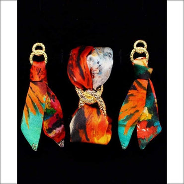 Colorful Corals silk tie earring