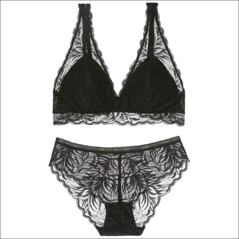 Comfort Wireless Padded Triangle Bra Brief Set - Lingerie & 