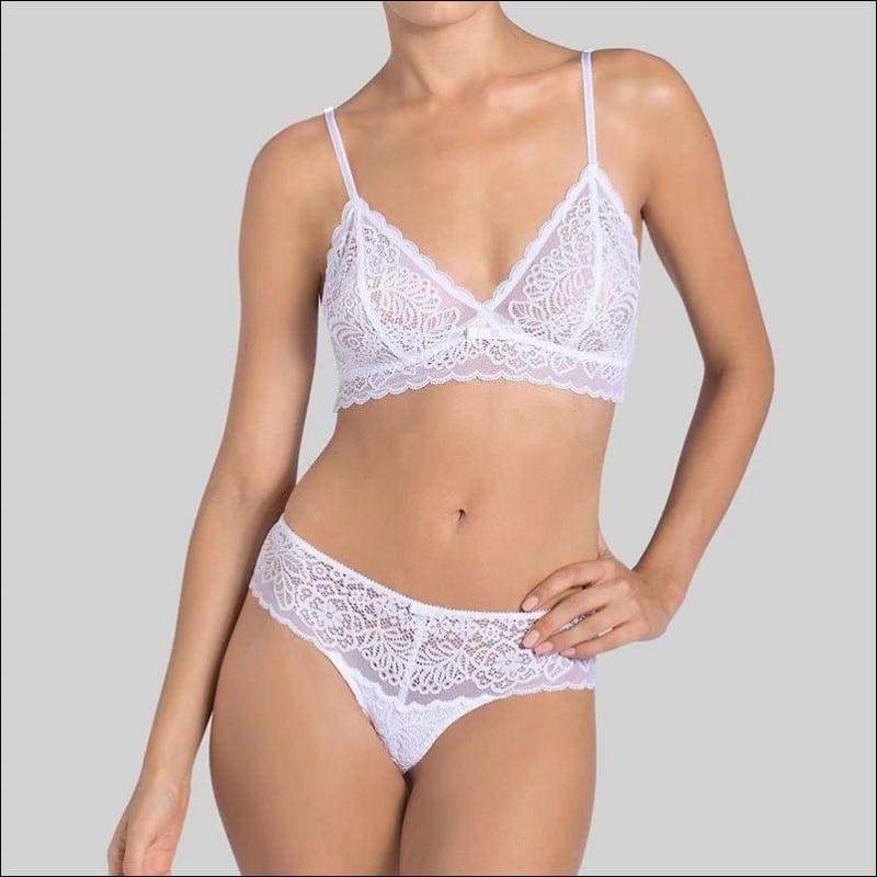 Comfort Wireless Ultrathin Lace Triangle Bra Brief Set - S /