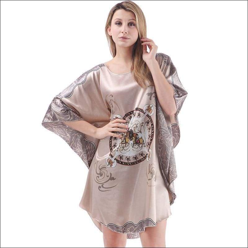 Comfortable Home Wear Printed Silk Pajamas - F / Grey - 