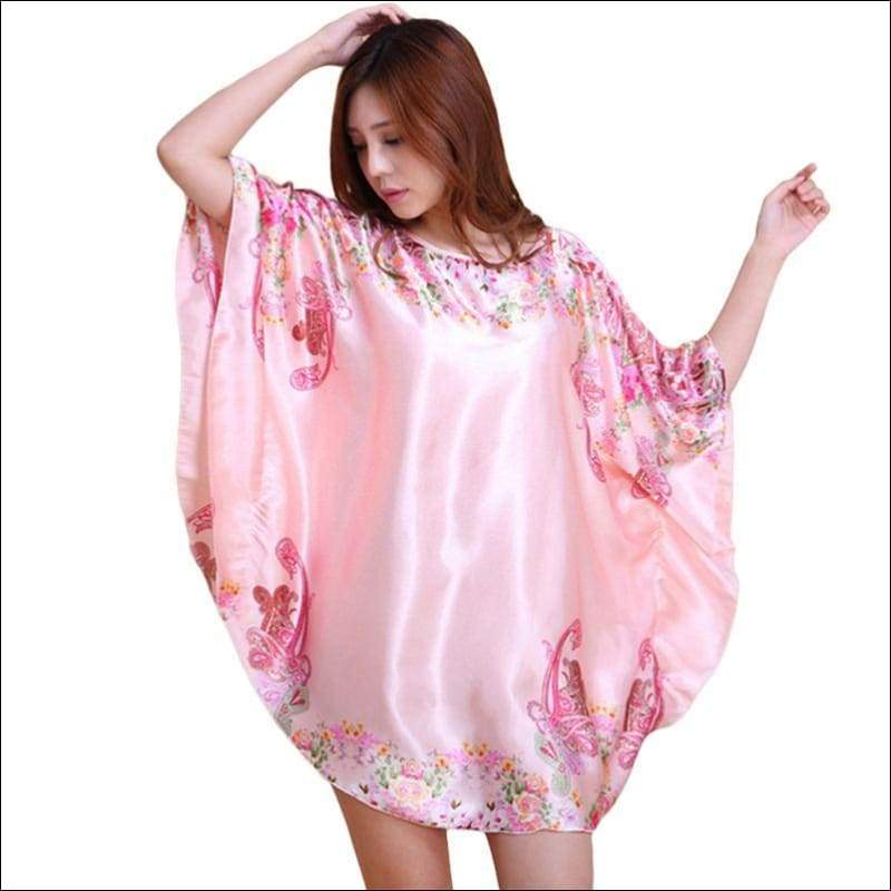 Comfortable Home Wear Printed Silk Pajamas - F / Pink - 