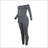 Cool-shoulder Deep V-neck Long-sleeve Jumpsuits