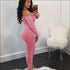 Cool-shoulder Deep V-neck Long-sleeve Jumpsuits