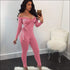 Cool-shoulder Deep V-neck Long-sleeve Jumpsuits