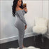 Cool-shoulder Deep V-neck Long-sleeve Jumpsuits