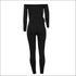 Cool-shoulder Deep V-neck Long-sleeve Jumpsuits