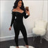 Cool-shoulder Deep V-neck Long-sleeve Jumpsuits
