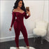 Cool-shoulder Deep V-neck Long-sleeve Jumpsuits