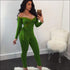Cool-shoulder Deep V-neck Long-sleeve Jumpsuits