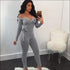 Cool-shoulder Deep V-neck Long-sleeve Jumpsuits