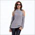 Cool-shoulder Design Mock Neck Knitted Pullover Sweater