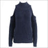 Cool-shoulder Design Mock Neck Knitted Pullover Sweater
