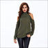 Cool-shoulder Design Mock Neck Knitted Pullover Sweater