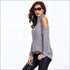 Cool-shoulder Design Mock Neck Knitted Pullover Sweater