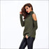 Cool-shoulder Design Mock Neck Knitted Pullover Sweater