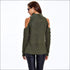 Cool-shoulder Design Mock Neck Knitted Pullover Sweater