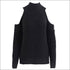 Cool-shoulder Design Mock Neck Knitted Pullover Sweater