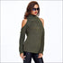 Cool-shoulder Design Mock Neck Knitted Pullover Sweater