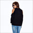 Cool-shoulder Design Mock Neck Knitted Pullover Sweater
