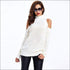 Cool-shoulder Design Mock Neck Knitted Pullover Sweater
