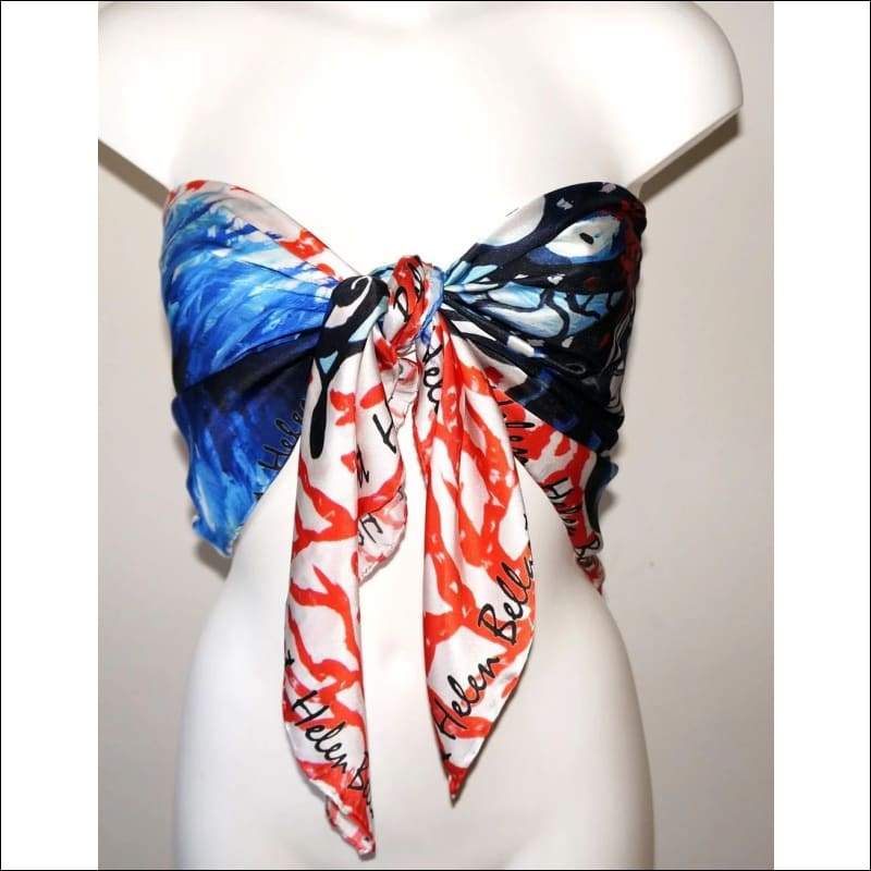 Coral Butterfly silk scarf 110x110 cm - Silk Scarves