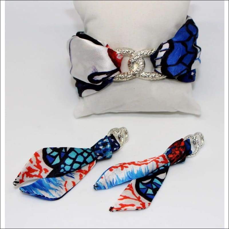 Coral Butterfly silk tie earring - Gold - Earrings