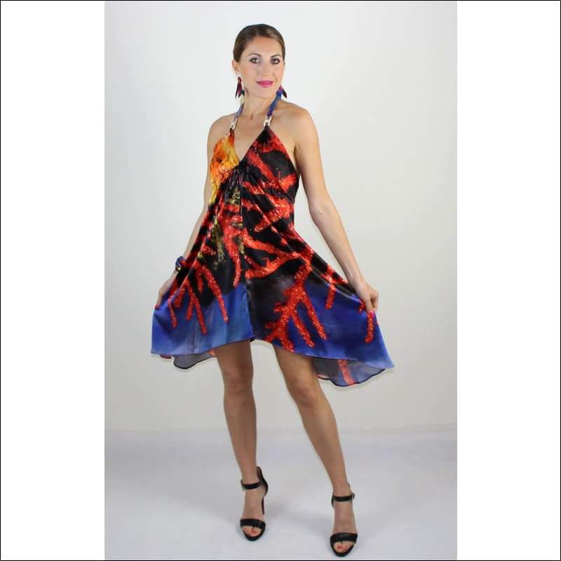 Coral silk dress - Dresses