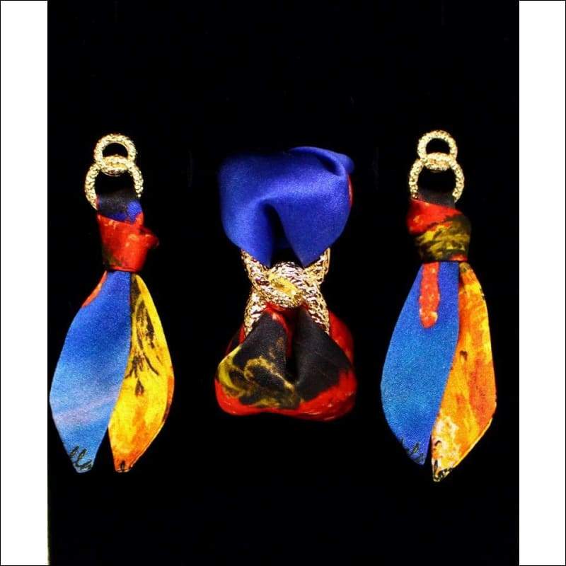 Coral silk tie earring - Gold - Earrings