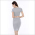 Cotton Gray Two-Piece Dress Package Hip Skirt Suit