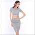 Cotton Gray Two-Piece Dress Package Hip Skirt Suit