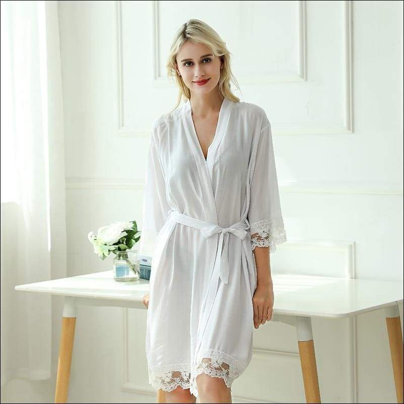 Cotton Lace Night-robe Home - S / White - Lingerie & Sleep