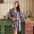 Crane Printing Long-sleeve Night-robe