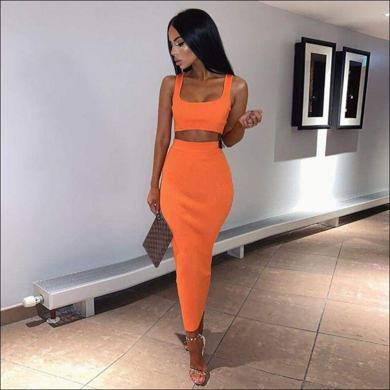 Crop Camisole And Tight Skirt Set - Sets Co-ords