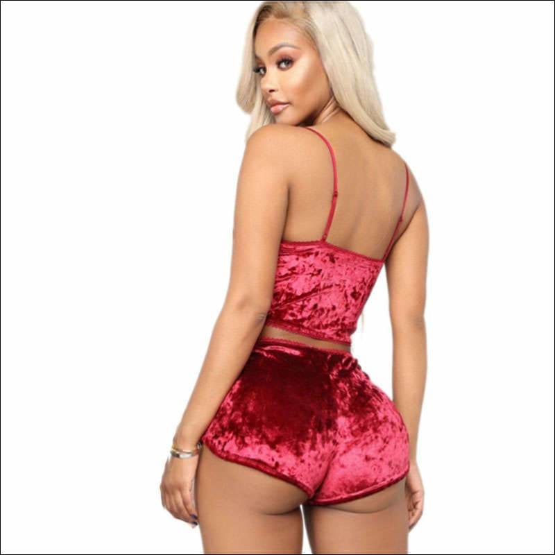Crop Tops Panty Pajamas Suit - Lingerie & Sleep