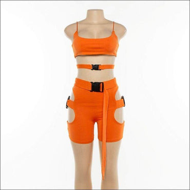 Cut Out Design Work-out Camis Shorts Set