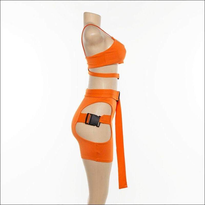 Cut Out Design Work-out Camis Shorts Set - Sets Co-ords