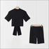 Cut-out Knotted Design Mock Neck Plain Color Two-piece Set