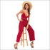 Deep V Neck Defined Waist Strap Jumpsuits