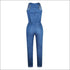 Denim Fabric Casual Tank Pattern Jumpsuits