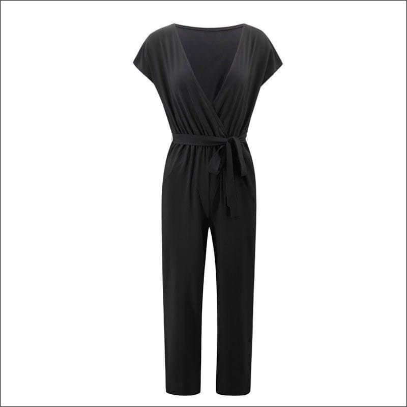 Dolman Sleeve Wrapped Jumpsuits - M / Black - Jumpsuits