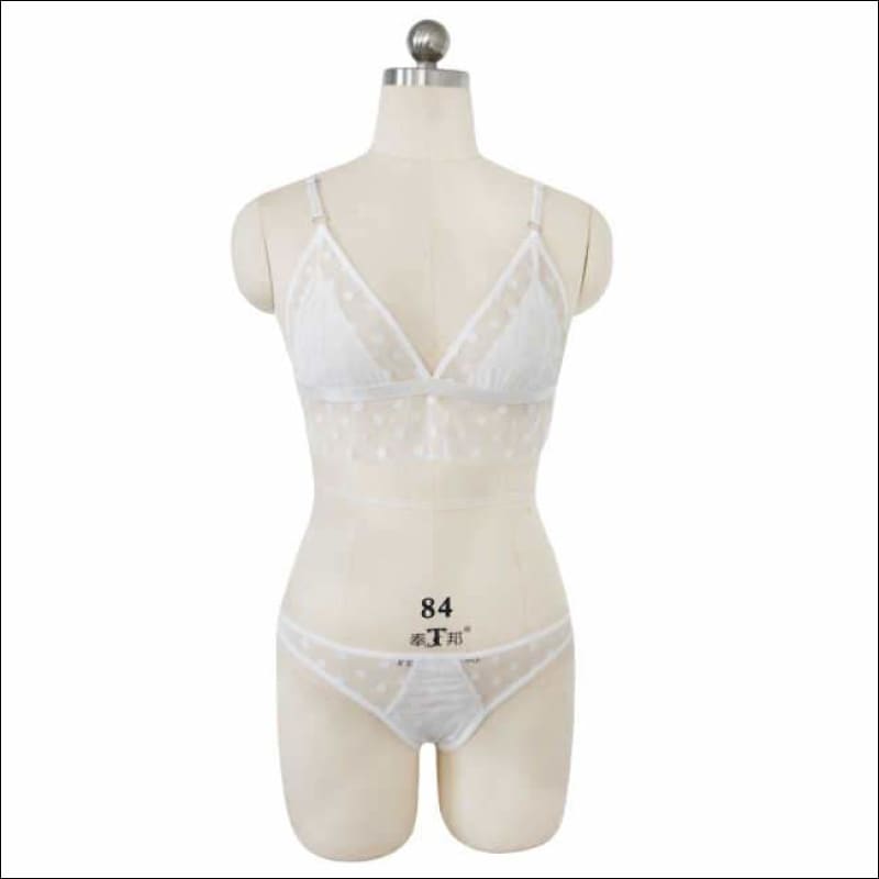 Dotted Lace Bra Panties Underwear Set - Lingerie & Sleep