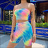 Dye Tube Top And Tight Shorts Women Two Pieces Sets