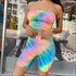 Dye Tube Top And Tight Shorts Women Two Pieces Sets