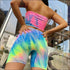 Dye Tube Top And Tight Shorts Women Two Pieces Sets
