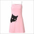 Elastic Slim Pack Hip Sleeveless Nightdress Cat Pattern